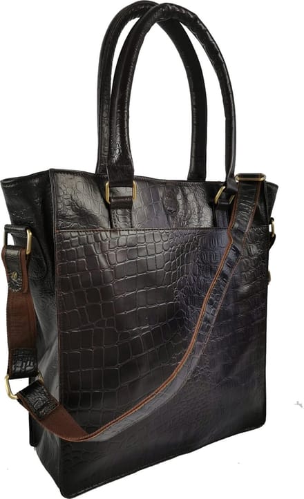 Croco-Dile - Schoudertas - Handtas - Krokodillen - Bruin leder pellericca