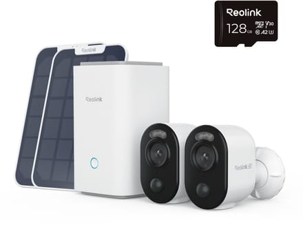 Reolink Home Hub1 met 2 Reolink B350 camera's plus zonnepaneel