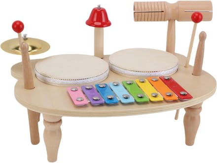 Houten Percussie Speelgoed - Muziekset Kinderen - Ritme Ontwikkeling - Veilige Stevige Constructie - 36 x 27 x 6 cm