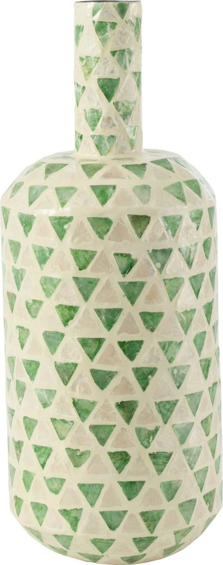 J-Line vaas Nuye Druppel - schelpen/papier - groen - 52.5 cm hoog