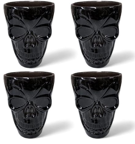 Set van 4 Shotglazen Skull - Zwart Plastic Herbruikbaar - 50 ml Capaciteit