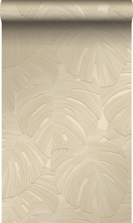 Origin Wallcoverings behang tropische bladeren taupe - 53 cm x 10.05 m - 348024