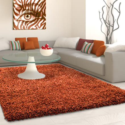Muratap Basic shaggy vloerkleed terra / oranje hoogpolig- 60x110 cm