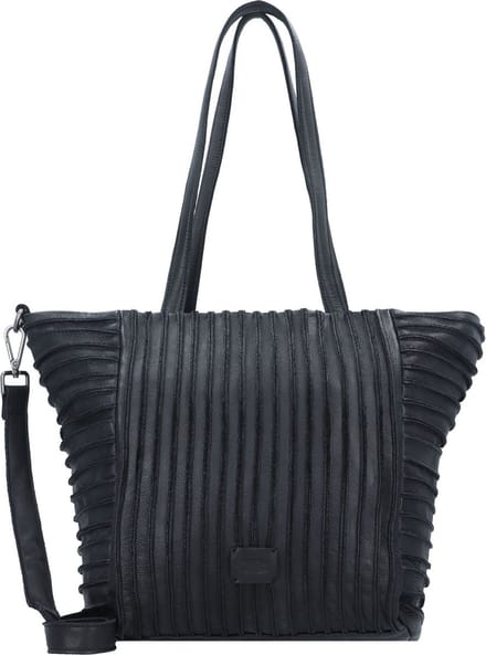 FREDsBRUDER Leren Schoudertas Riffelhörnchen Shopper Black Zwart