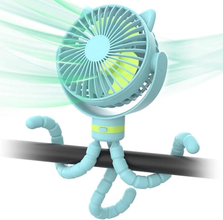 Draagbare Kinderwagen Ventilator - Flexibele Tafelventilator met 4000 mAh en 4 Snelheden