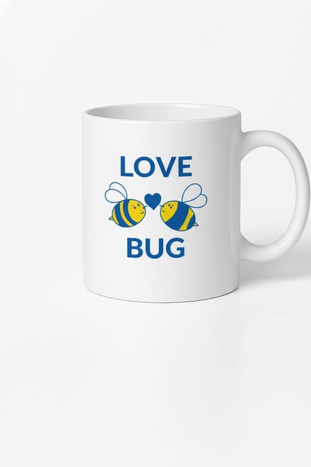 Love Bug Mok met Schattige Bijen & Hart - Uniek Romantisch Cadeau