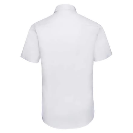 Russell Collection Heren Easy-Care Fitted Overhemd met korte mouwen (Wit)