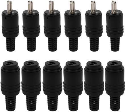 2-Pin DIN Connectoren - Luidspreker Pluggen - Audio Aansluiten - Zonder Solderen - 12 Stuks - Zwart
