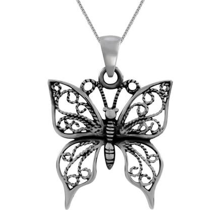 Zilveren ketting - vlinder hanger - 925 zilver - vrouwen