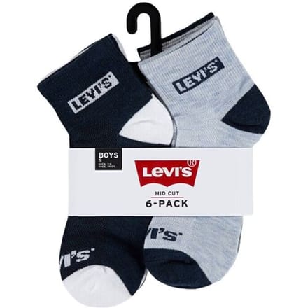 Levis Levi's kinderkousen LHN BOX TAB MID CUT 6-pack dress blues maat 7