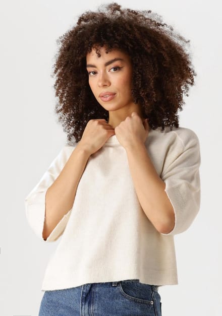 EDITED Birla Knit Shirt Tops & T-shirts Dames - Shirt - Gebroken wit - Maat 42