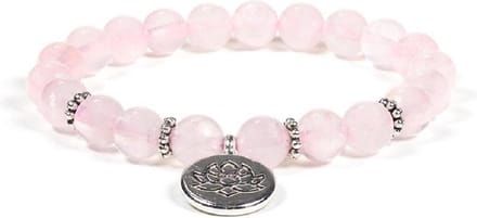 Mala Armband Rozenkwarts Elastisch met Lotus