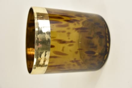 Sfeerlichten - Pc. 1 Glass Vase W/band "leopard" Brown Ø 13x14 Cm