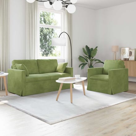 vidaXL Bankstel 2 pcs Lichtgroen 158 x 78 x 80 cm Fluweel