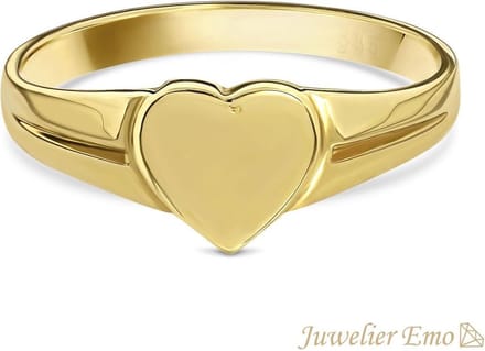 Juwelier Emo - 14 Karaat Gouden Kinderring meisjes met Hart - GLANS LOOK - KIDS - MAAT 14.00