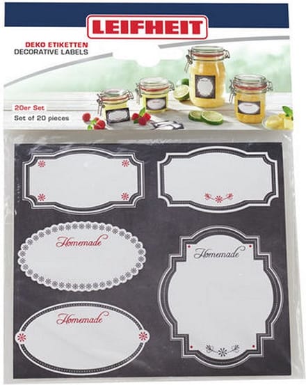 Leifheit zelfklevende deco-etiketten - 20 Stuks - Zwart/Wit