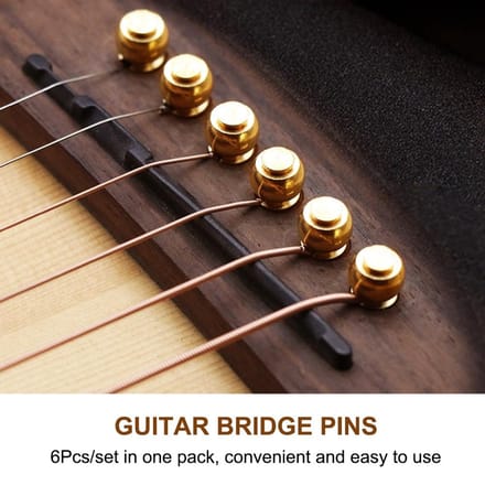 Lot de 6 chevilles de chevalet en laiton durable pour guitares folk, pièces de rechange(Or) brown