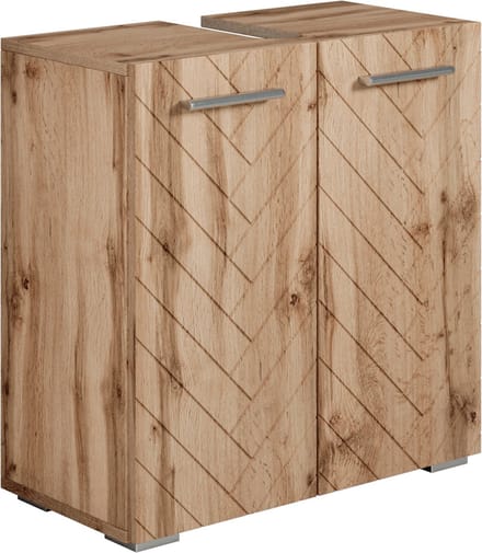 Badplaats Wastafelkast Jupiter 60 x 30 x 60 cm – Eiken – Visgraat – Staand Wastafelmeubel