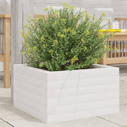vidaXL - Plantenbak - 40x40x23 - cm - massief - grenenhout - wit