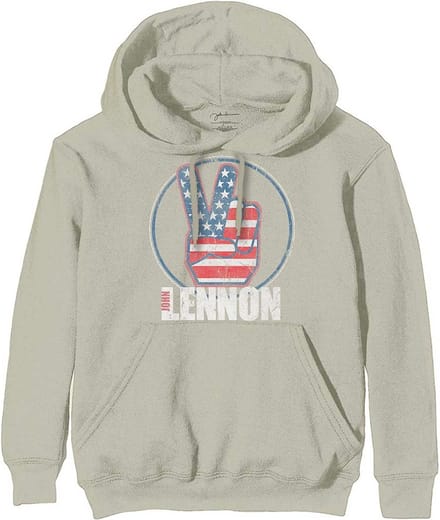 John Lennon - Peace Fingers US Flag Hoodie/trui - M - Grijs
