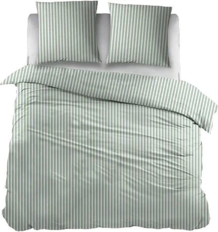 Sleepnight Dekbedovertrek Flanel Iris Groen - 200 x 200/220 cm + 2 kussenslopen - [Groen]