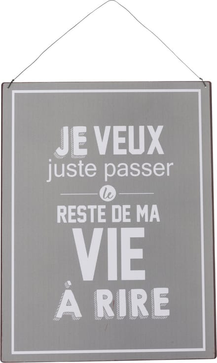 J-Line plakkaat Life/Vie Engels/Frans - metaal - grijs/wit