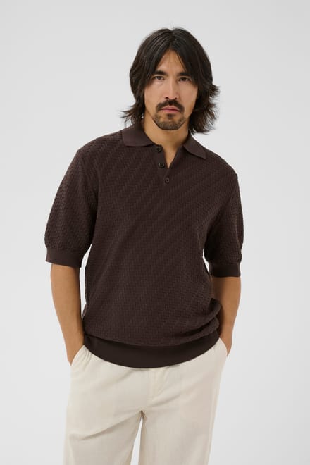 Regular fit poloshirt van puur katoen in tricotlook