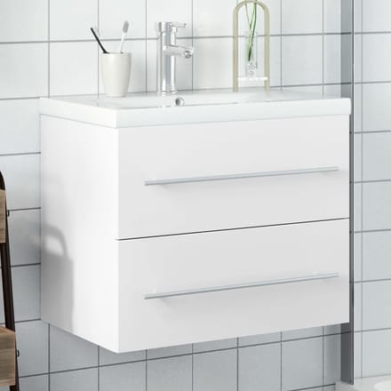 vidaXL - Wastafelkast - met - ingebouwde - wasbak - wit
