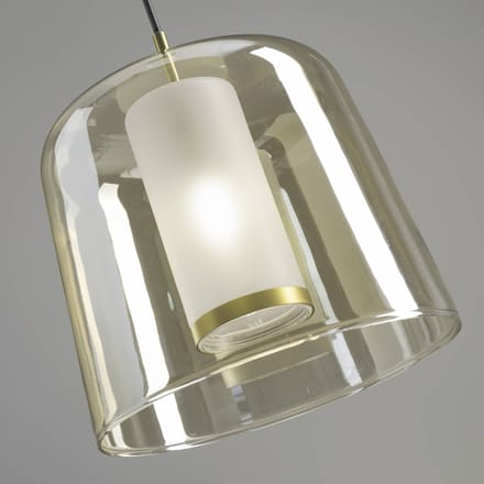 miloox by Sforzin Hanglamp Frida, dubbele kap glas, buiten zand