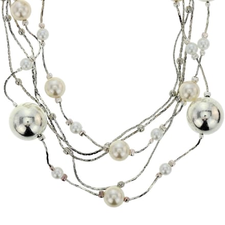 Behave Zilver-kleurige ketting met parels