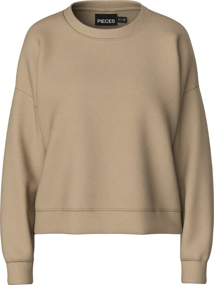 Pieces Dames Sweater - Beige - Loungewear Top - Dames trui zonder print - Maat XL