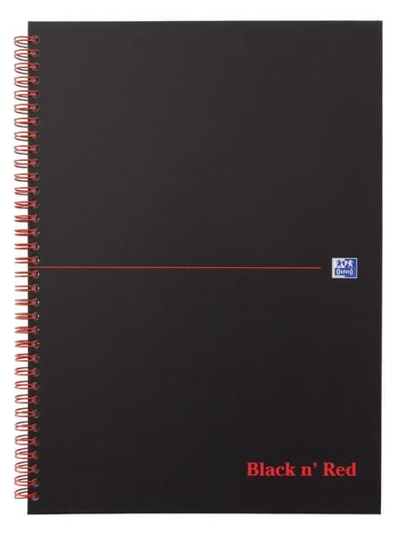 Oxford Black n'Red - Spiraalnotitieboek - A4 - 192 pagina's - Geruit