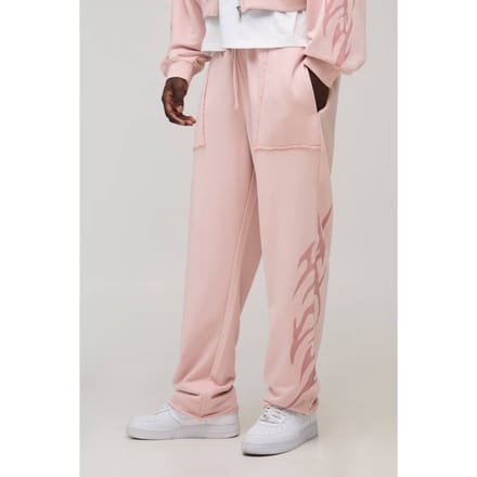 Baggy Fit Joggingbroek Met Tribal Print En Lussenrug | Pink | Size Medium