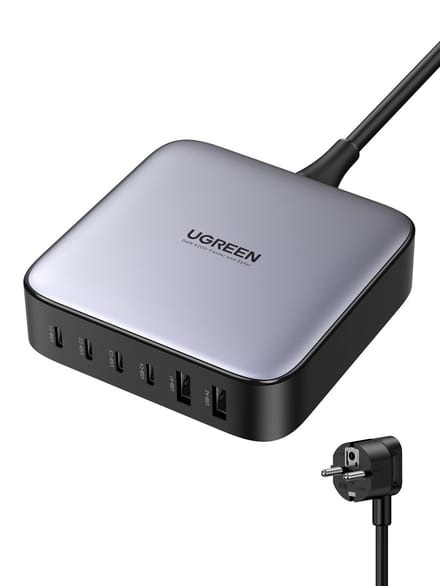 UGREEN 40914 Netvoedingsmodule 200 W USB 2.0 bus A, USB 2.0 bus A, USB-C bus, USB-C bus, USB-C bus, USB-C bus Zwart, Grijs Binnen