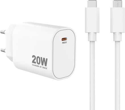 Sinox - MOBILITY POWER - Lichtnetadapter USB-C PD 20W w/C-C, White