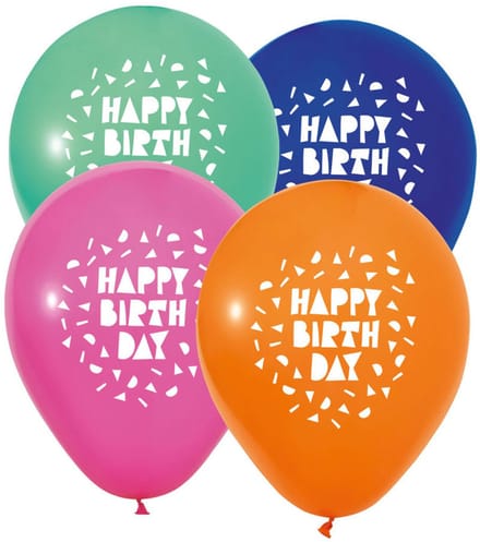 Globos 12 Inch Happy Birthday Balloons - 8 pcs.