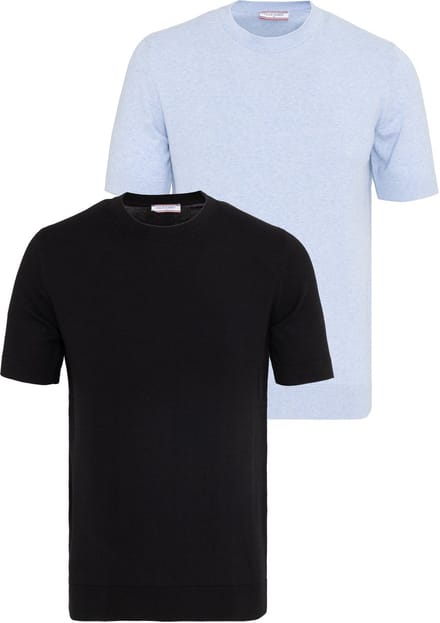 Felix Hardy Tshirt 100% Katoen - 2 Pack Heren Zwart-Blauw Gemêleerd - S