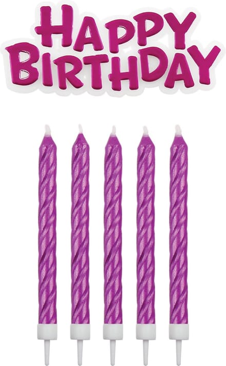 PME Kaarsen & Happy Birthday Roze pk/17