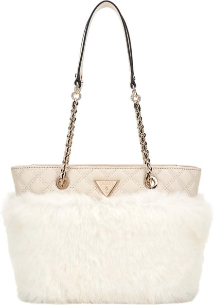 GUESS Schoudertas Lise Small Tote Bag Stone Crème