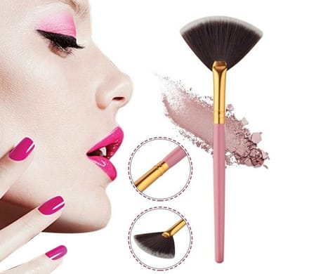 Hiden - Fan Make-up Brush - Make up Kwast - Oogschaduw - Borstel - Beauty & Make up - Gift - Roze