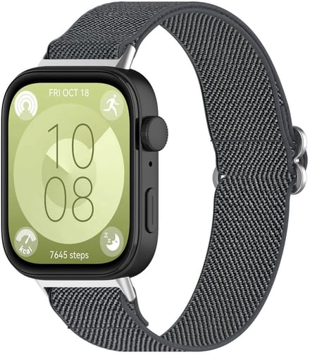 By Qubix - Elastische nylon band - Grijs - geschikt voor Huawei Watch Fit 5 / 4 / 3