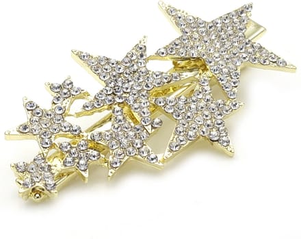 Haarclip met goudkleurige sterren met strass - 6 cm