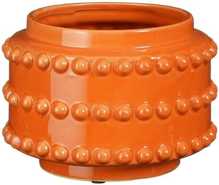 Mica Decorations Bloempot - boaz - gebobbeld - oranje - 13 x 17 cm