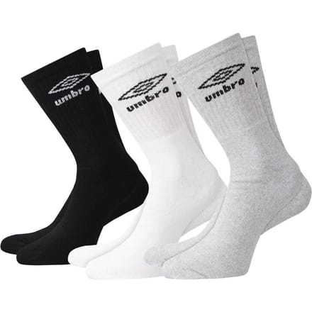 Umbro Herenbemanningsleden Sokken (Pakket van 3) (Zwart/Wit/Grijs)