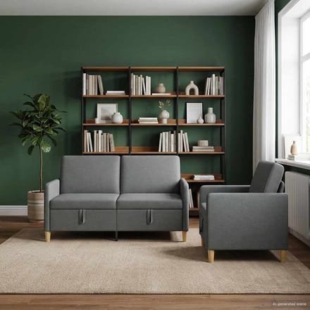 vidaXL - Sofa - Set - Met - Opslag - 2 - st - Donkergrijs - Polyester