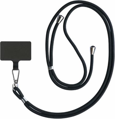 Smartphonica Telefoonkoord universeel - verstelbaar afneembaar koord voor mobiele telefoon - zwart .