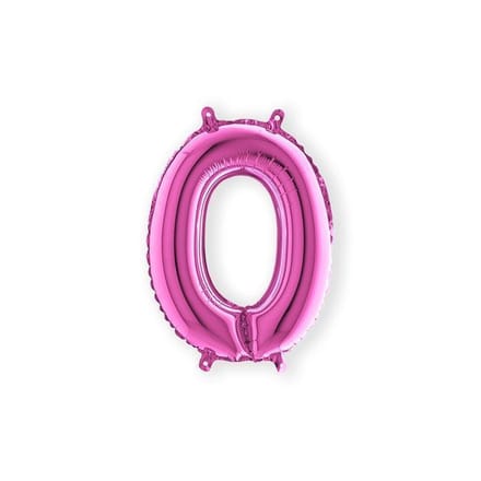 Folieballon cijfer '0' fuchsia (35cm)