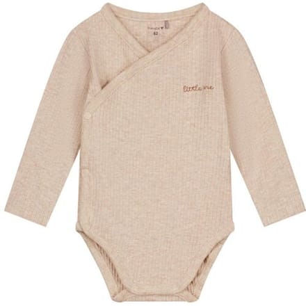 Prénatal newborn overslagromper rib Light Sand Melange 44 unisex