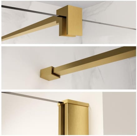 FugaFlow Eccelente Vetro profielset 200cm + stabilisatiestang 120cm geborsteld messing -