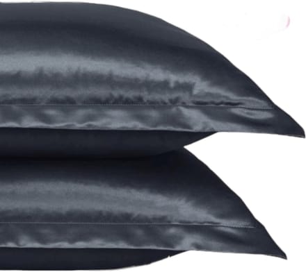 Beauty Silk - Kussenslopen - 60x70 - 2 stuks - Glans Satijn - Antraciet